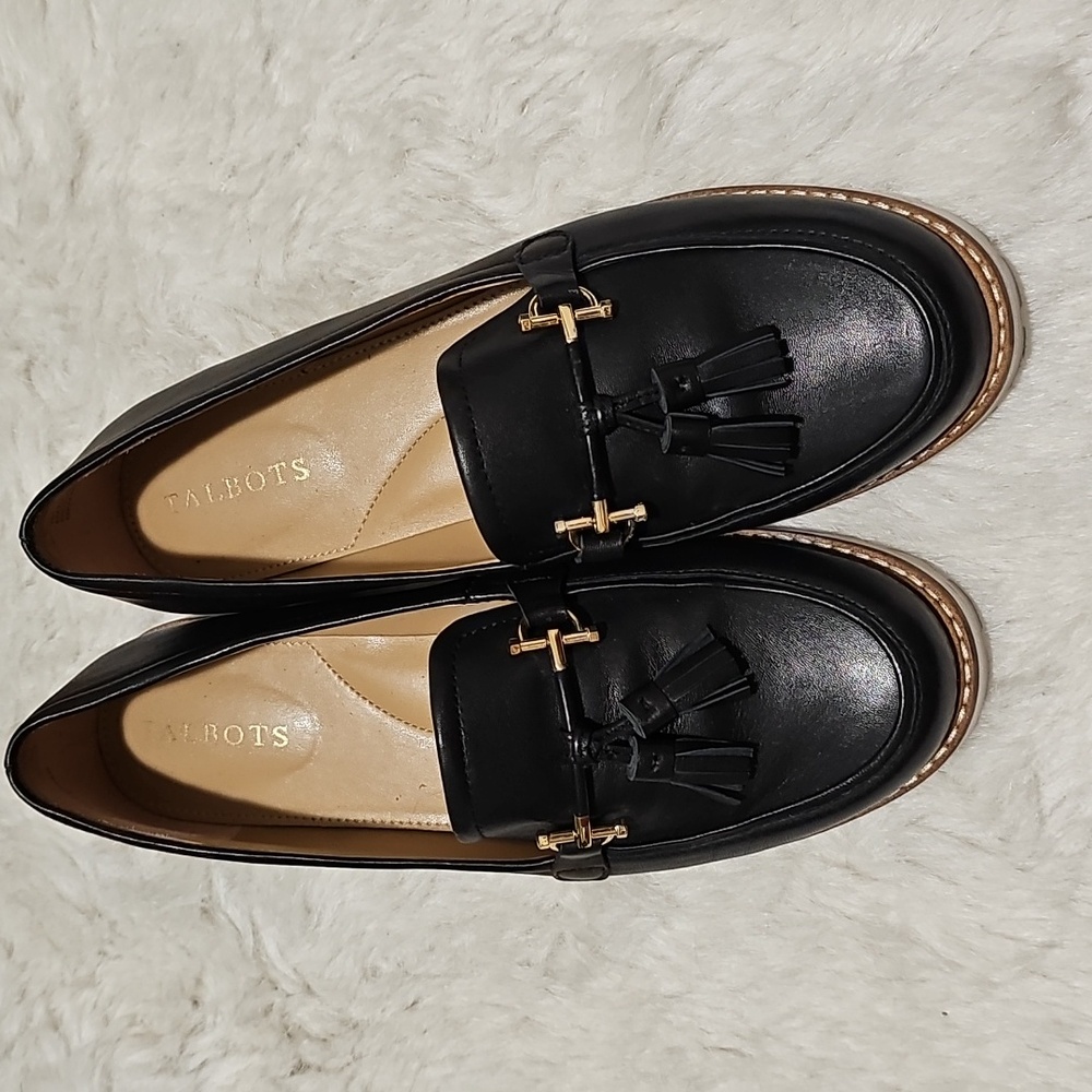 Talbots Black Leather Loafers Size 7